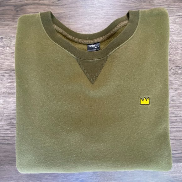 Uniqlo SPRZ NY Jean-Michael Basquiat Crewneck Sweater Olive Sz.S - Picture 4 of 4